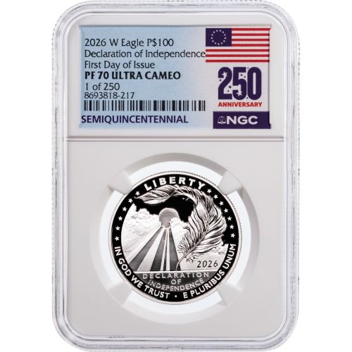$100 2026-W Declaration of Independence Platinum Eagle NGC PF70 UCAM FDI