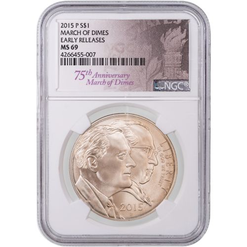 $1 2015 March of Dimes Commemorative Dollar NGC MS69 ER