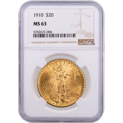 1910-P Saint Gaudens $20 Gold Double Eagle NGC/PCGS MS63
