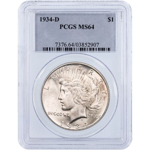 $1 1934-D Peace Dollar NGC/PCGS MS64