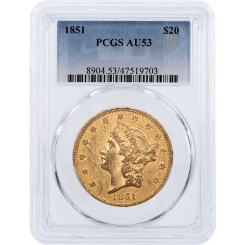 $20 1851 Liberty Head Gold Double Eagle PCGS AU53