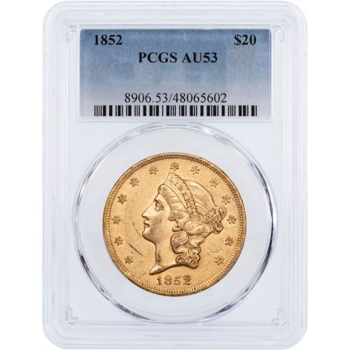 $20 1852-P Liberty Head Gold Double Eagle PCGS AU53