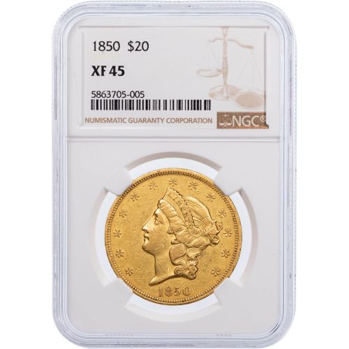 $20 1850-P Liberty Head Gold Double Eagle NGC/PCGS XF45 