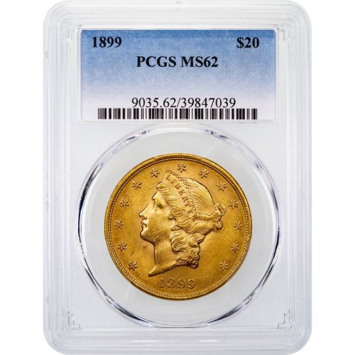 1899-P Liberty Head $20 Gold Double Eagle NGC/PCGS MS62