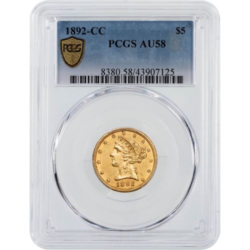 $5 1892-CC Liberty Head Gold Half Eagle NGC/PCGS AU58    