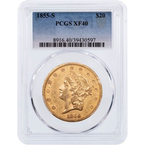 $20 1855-S Liberty Head Gold Double Eagle PCGS XF40
