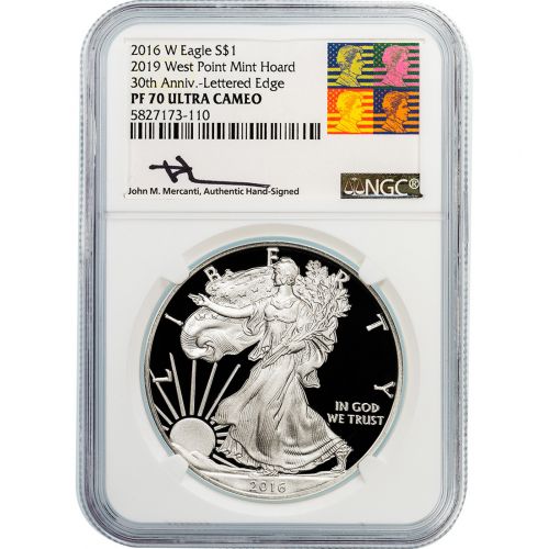 2016-W (2019) American Silver Eagle NGC PF70UCAM W-Mint Hoard Reagan Mercanti Label