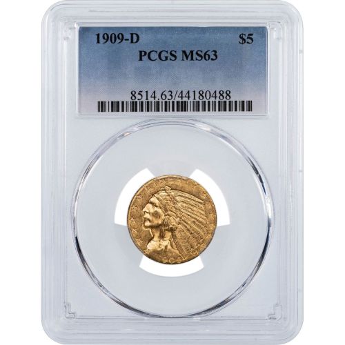 1909-D Indian Head Gold Half Eagle NGC/PCGS MS63