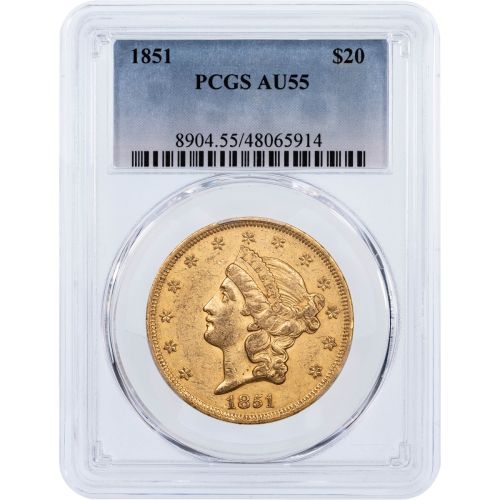 $20 1851-P Liberty Head Gold Double Eagle PCGS AU55 
