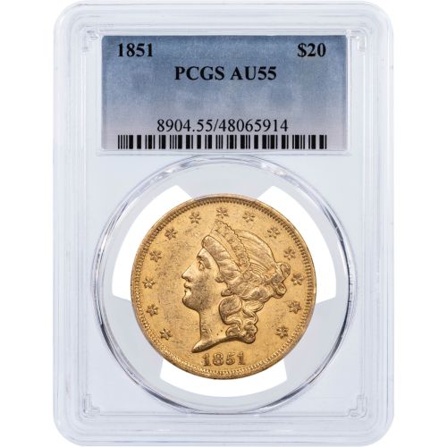 $20 1851-P Liberty Head Gold Double Eagle PCGS AU55 