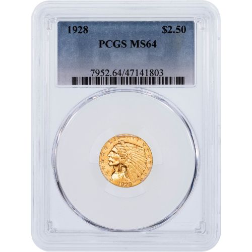 $2.5 1928-P Indian Head Gold Quarter Eagle NGC/PCGS MS64