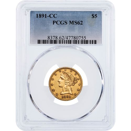 $5 1891-CC Liberty Head Gold Half Eagle NGC/PCGS MS62  