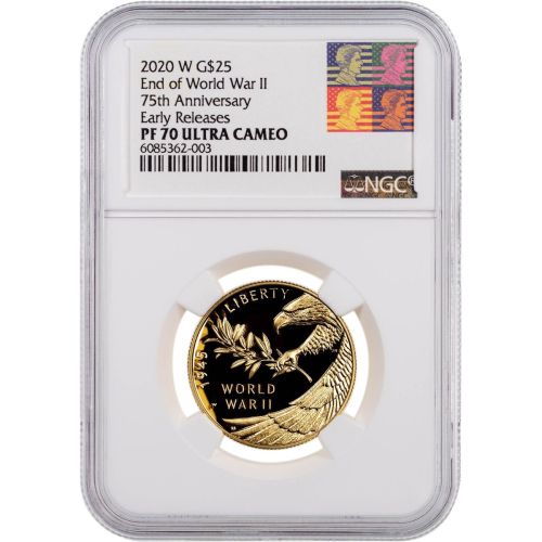 2020-W 1/2oz WWII 75th Anniversary Gold Commemorative NGC PF70 UCAM Early Releases Reagan Label