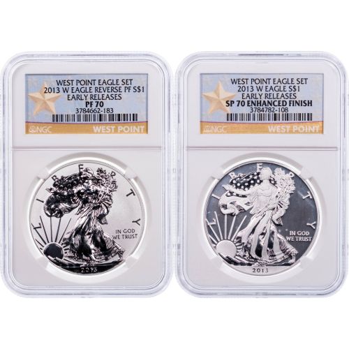 Set of 2: 2013 American Silver Eagle Anniversary Set NGC PF70 & SP70