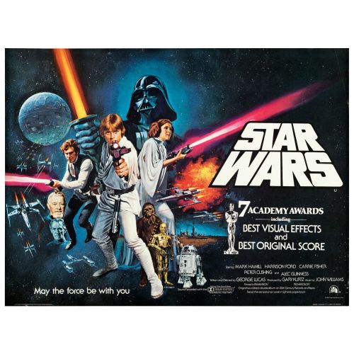 "Star Wars" 1978 Academy Awards Style Movie Poster, Starring Mark Hamill, Carrie Fisher, and Harrison Ford