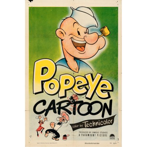 Paramount, "Popeye" 1950 Movie Poster Starring Jack Mercer 