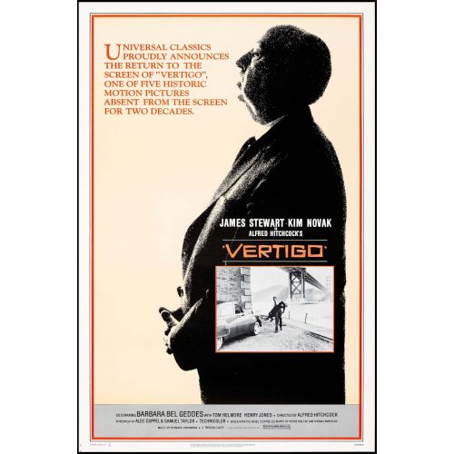 Vertigo & Other Lot (Universal, R-1983). Movie Poster,  Starring  James Stewart, Kim Novak, Barbara Bel Gedde & Personality Poster of Alfred Hitchcock