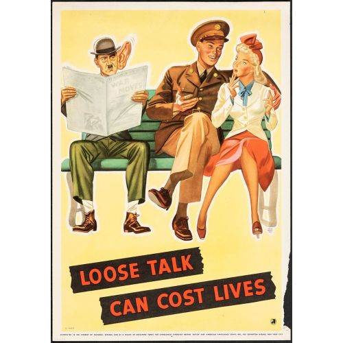 WWII Patriotic Poster: "Loose Talk Can Cost Lives,"