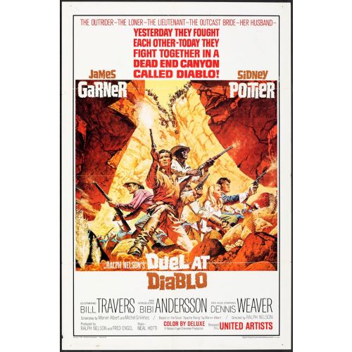 Sidney Poitier, James Garner Western Classic Duel at Diablo Vintage Movie Poster