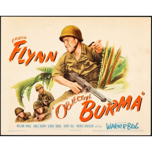 "Objective Burma" Starring Errol Flynn Vintage Movie Poster