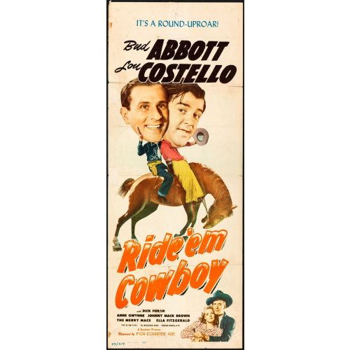 "Ride 'Em Cowboy" Starring Bud Abbot Vintage Movie Poster
