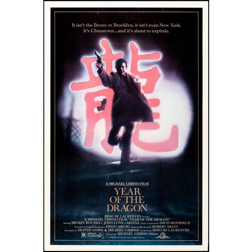 Vintage Movie Poster 'Year of the Dragon' and Starring Mickey Rourke, John Lone