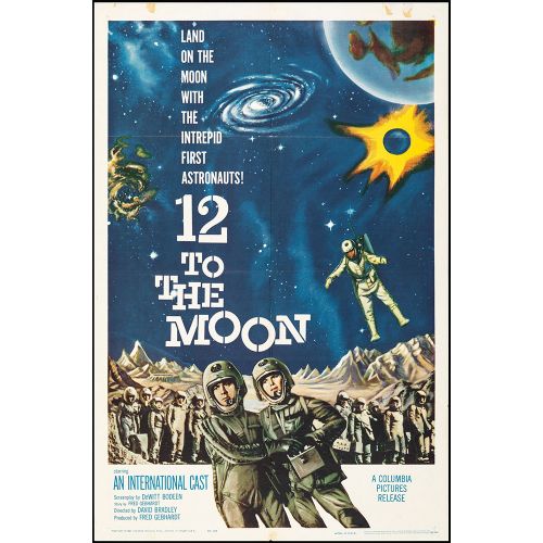 Vintage Movie Poster '12 to the Moon', 1960 Starring Ken Clark, Michi Kobi and Tom Conway