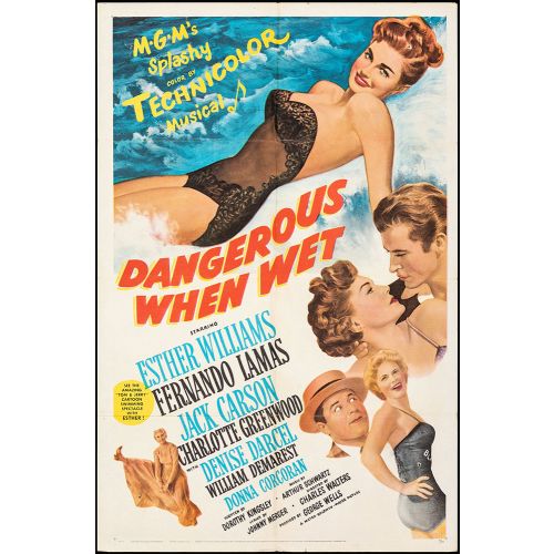 Vintage Movie Poster 'Dangerous When Wet', 1953 Starring Esther Williams and Fernando Lamas