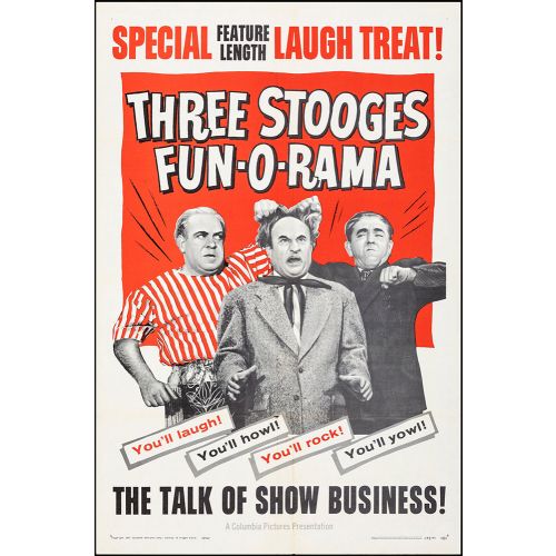 Vintage Movie Poster 'Three Stooges Fun-O-Rama', 1959 Starring Moe Howard, Larry Fine, and Joe Besser