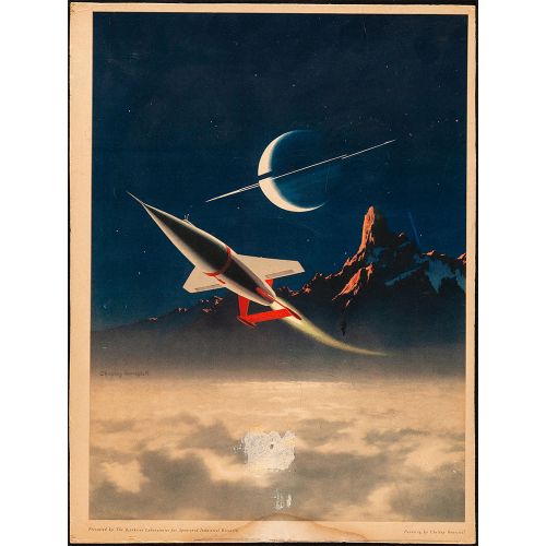 Bonestell Vintage Art Print 'Exploring Titan, the Largest Moon of Saturn', 1950