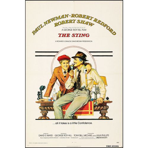 Vintage Movie Poster 'The Sting', 1973 Starring Paul Newman and Robert Redford