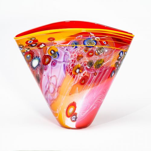 Wes Hunting, Hand Blown "Vessel in Red and Orange"