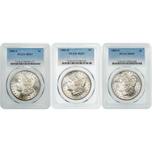 Set of 3: 1880-S - 1882-S Morgan Dollars NGC/PCGS MS67