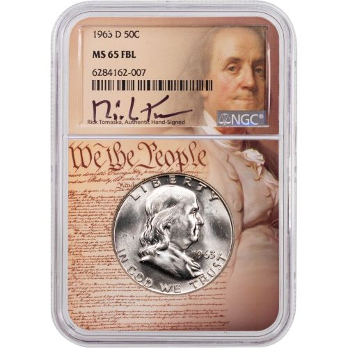 1963-D Franklin Half Dollar NGC MS65 FBL Tomaska Signature We the People Label