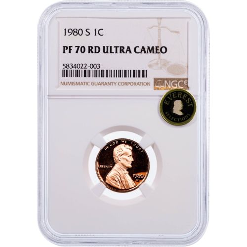 .01 1980-S Lincoln Cent NGC PF70 Ultra Cameo Everest