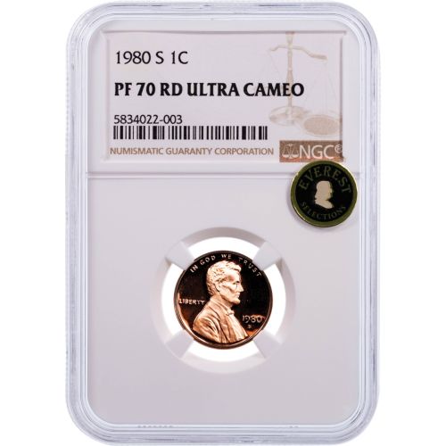 .01 1980-S Lincoln Cent NGC PF70 UCAM Everest