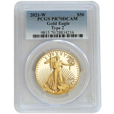 2021-W Type 2 1oz American $50 Gold Eagle PCGS PR70DCAM