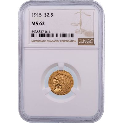 1915-P Indian Head $2.50 Gold Quarter Eagle NGC/PCGS MS62    