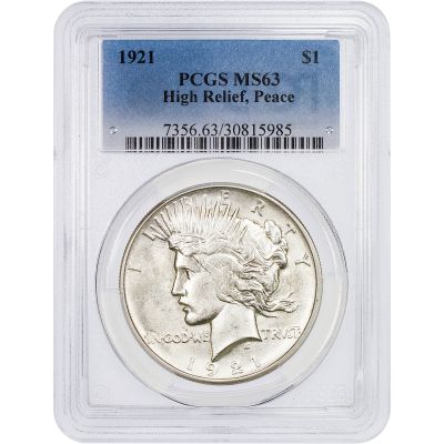 1921-P High Relief Peace Dollar NGC/PCGS MS63