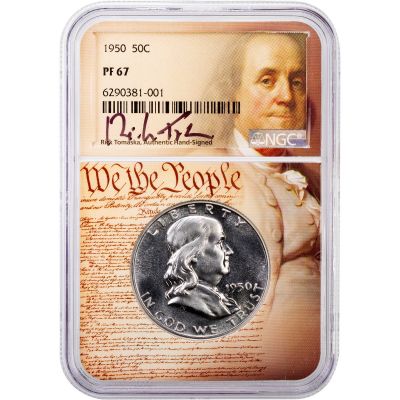 1950 Franklin Half Dollar NGC PF67 Tomaska Signature We the People Label