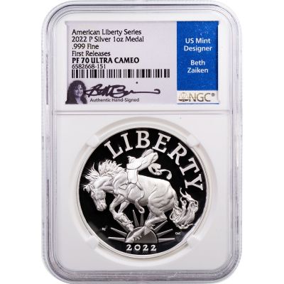 2022-P 1oz American Liberty Silver Medal NGC PF70 UCAM First Release Zaiken Signature