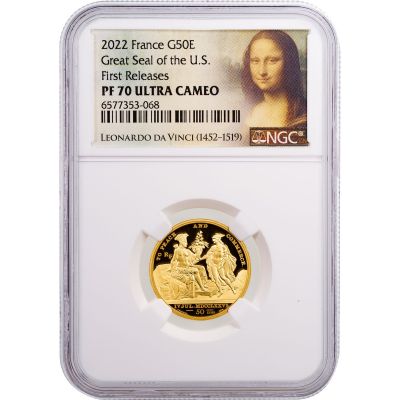 €50 2022 1/4oz Gold Great American Seal "To Peace and Commerce" Revolutionary War Commemorative  NGC/PCGS PF70 UCAM First Release