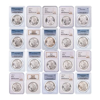 Set of 20: Morgan Dollar Mint State Condition Rarity Set NGC/PCGS MS64 