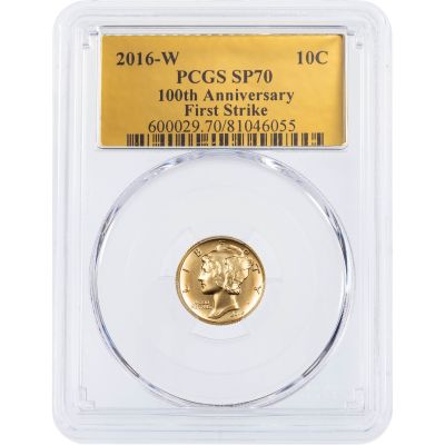 .10 2016-W 1/10 oz 24K Gold Centennial Commemorative Mercury Dime SP70