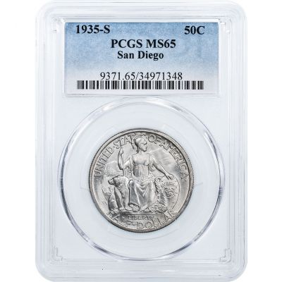 1935-S San Diego Commemorative Silver Half Dollar NGC/PCGS MS65