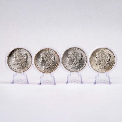 Set of 4: 1921-D, 1900-P, 1887-P & 1881-S Morgan Dollars Brilliant Uncirculated