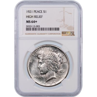 1921-P High Relief Peace Dollar NGC/PCGS MS64+