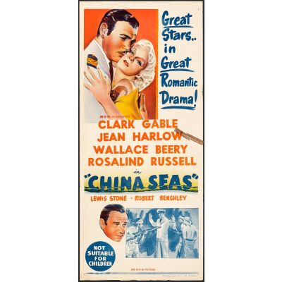 Clark Gable & Jean Harlow: China Seas Vintage Movie Poster