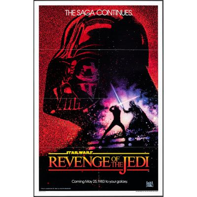 Vintage Movie Poster Star Wars: 'Revenge of the Jedi', 1982 Starring Mark Hamill, Harrison Ford and Carrie Fisher-1