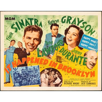 Vintage Movie Poster 'It Happened in Brooklyn', 1947 Starring Frank Sinatra, Kathryn Grayson and Peter Lawford